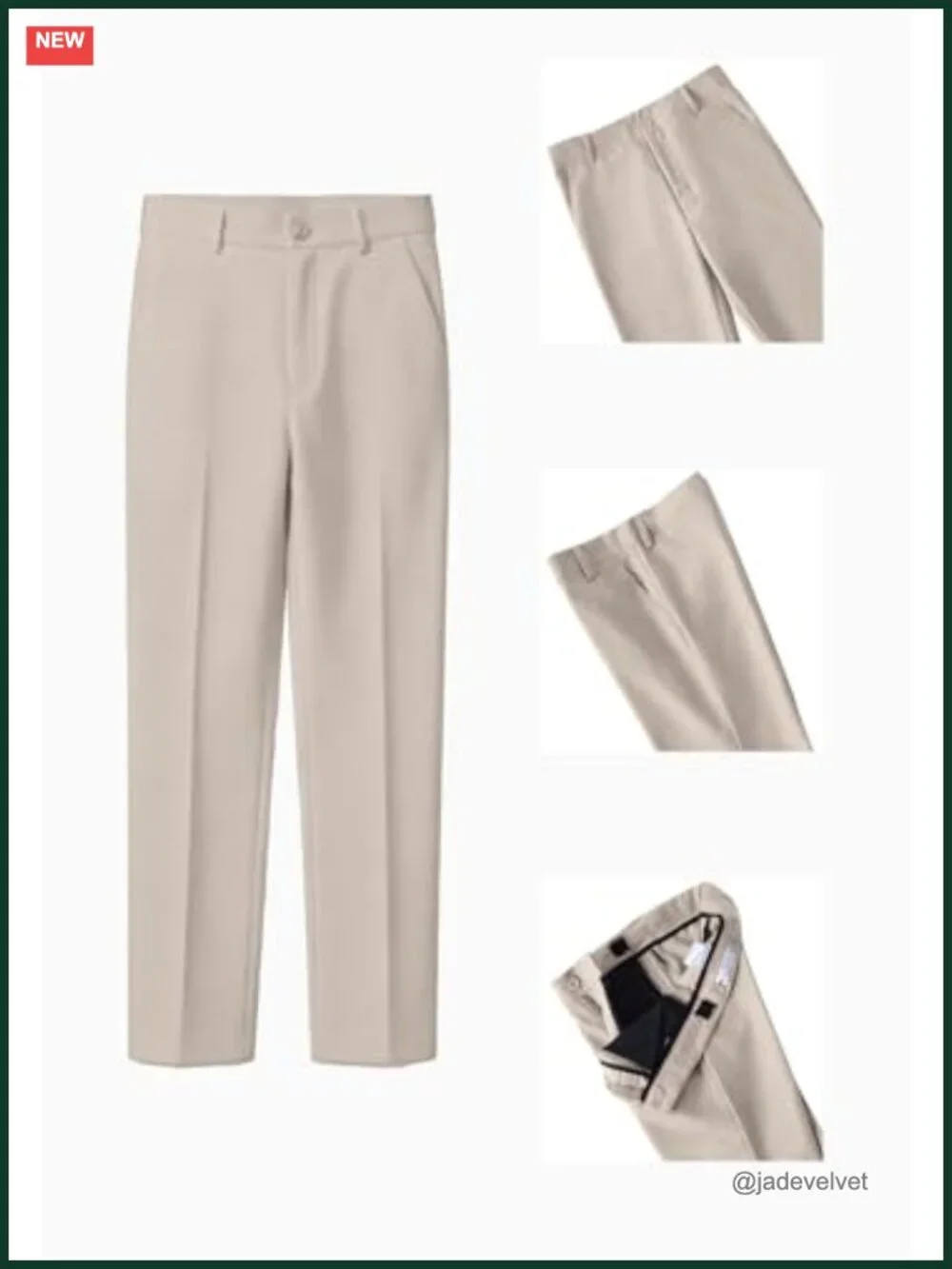 Boys Slim Fit Dress Pants – Elastic Waist Uniform Pants